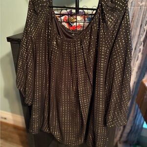 Sara Michelle Black Blouse with Gold Dots